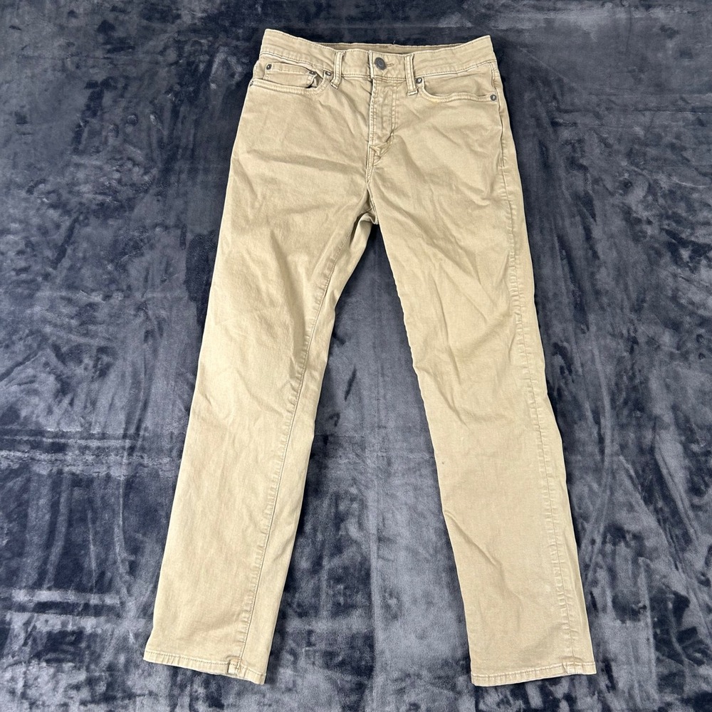 American Eagle Slim Straight Pants Mens 28x30 Khaki Tan Cotton Stretch‎ Chino